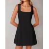 imageZESICA Womens 2025 Summer Sleeveless Tank Mini Dresses Square Neck A Line Flare Party Short DressBlack