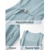 imageZESICA Womens 2025 Summer Sleeveless Tank Mini Dresses Square Neck A Line Flare Party Short DressBlue