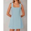 imageZESICA Womens 2025 Summer Sleeveless Tank Mini Dresses Square Neck A Line Flare Party Short DressBlue