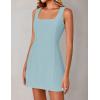 imageZESICA Womens 2025 Summer Sleeveless Tank Mini Dresses Square Neck A Line Flare Party Short DressBlue