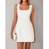 imageZESICA Womens 2025 Summer Sleeveless Tank Mini Dresses Square Neck A Line Flare Party Short DressIvory