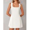 imageZESICA Womens 2025 Summer Sleeveless Tank Mini Dresses Square Neck A Line Flare Party Short DressIvory