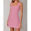 imageZESICA Womens 2025 Summer Sleeveless Tank Mini Dresses Square Neck A Line Flare Party Short DressPink