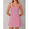 imageZESICA Womens 2025 Summer Sleeveless Tank Mini Dresses Square Neck A Line Flare Party Short DressPink