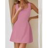 imageZESICA Womens 2025 Summer Sleeveless Tank Mini Dresses Square Neck A Line Flare Party Short DressPink