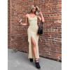 imageZESICA Womens Sleeveless Formal Maxi Dresses 2025 Summer Square Neck High Split Cocktail Party Bodycon Long DressApricot