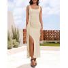 imageZESICA Womens Sleeveless Formal Maxi Dresses 2025 Summer Square Neck High Split Cocktail Party Bodycon Long DressApricot
