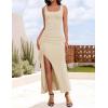 imageZESICA Womens Sleeveless Formal Maxi Dresses 2025 Summer Square Neck High Split Cocktail Party Bodycon Long DressApricot