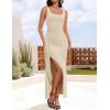 imageZESICA Womens Sleeveless Formal Maxi Dresses 2025 Summer Square Neck High Split Cocktail Party Bodycon Long DressApricot