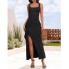imageZESICA Womens Sleeveless Formal Maxi Dresses 2025 Summer Square Neck High Split Cocktail Party Bodycon Long DressBlack