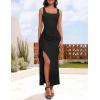 imageZESICA Womens Sleeveless Formal Maxi Dresses 2025 Summer Square Neck High Split Cocktail Party Bodycon Long DressBlack