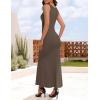 imageZESICA Womens Sleeveless Formal Maxi Dresses 2025 Summer Square Neck High Split Cocktail Party Bodycon Long DressBrown