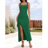 imageZESICA Womens Sleeveless Formal Maxi Dresses 2025 Summer Square Neck High Split Cocktail Party Bodycon Long DressGreen