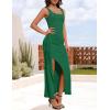 imageZESICA Womens Sleeveless Formal Maxi Dresses 2025 Summer Square Neck High Split Cocktail Party Bodycon Long DressGreen
