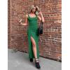 imageZESICA Womens Sleeveless Formal Maxi Dresses 2025 Summer Square Neck High Split Cocktail Party Bodycon Long DressGreen