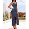 imageZESICA Womens Sleeveless Formal Maxi Dresses 2025 Summer Square Neck High Split Cocktail Party Bodycon Long DressNavy