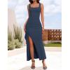 imageZESICA Womens Sleeveless Formal Maxi Dresses 2025 Summer Square Neck High Split Cocktail Party Bodycon Long DressNavy