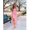 imageZESICA Womens Sleeveless Formal Maxi Dresses 2025 Summer Square Neck High Split Cocktail Party Bodycon Long DressPink