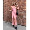 imageZESICA Womens Sleeveless Formal Maxi Dresses 2025 Summer Square Neck High Split Cocktail Party Bodycon Long DressPink