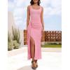 imageZESICA Womens Sleeveless Formal Maxi Dresses 2025 Summer Square Neck High Split Cocktail Party Bodycon Long DressPink