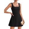 imageZESICA Womens 2025 Summer Sleeveless Tank Mini Dresses Square Neck A Line Flare Party Short DressBlack