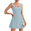 imageZESICA Womens 2025 Summer Sleeveless Tank Mini Dresses Square Neck A Line Flare Party Short DressBlue