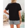 imageZESICA Womens 2025 Summer 2 Piece Lounge Set Short Sleeve Graphic Print Tops and Shorts Outfits with PocketsBlack