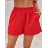 imageZESICA Womens 2025 Summer 2 Piece Lounge Set Short Sleeve Graphic Print Tops and Shorts Outfits with PocketsRed
