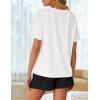 imageZESICA Womens 2025 Summer 2 Piece Lounge Set Short Sleeve Graphic Print Tops and Shorts Outfits with PocketsWhite