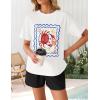 imageZESICA Womens 2025 Summer 2 Piece Lounge Set Short Sleeve Graphic Print Tops and Shorts Outfits with PocketsWhite