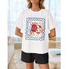 imageZESICA Womens 2025 Summer 2 Piece Lounge Set Short Sleeve Graphic Print Tops and Shorts Outfits with PocketsWhite