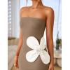 imageZESICA Womens Summer Strapless Bodycon Maxi Dress 2025 Ribbed Knit Backless Floral Tube Cocktail Party Long DressesKhaki