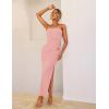 imageZESICA Womens Summer Strapless Bodycon Maxi Dress 2025 Ribbed Knit Backless Floral Tube Cocktail Party Long DressesPink