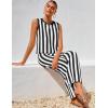imageZESICA Womens Summer Two Piece Outfits Crop Tank Tops and Wide Leg Pants Striped Lounge Beach Travel SetsBlack