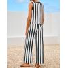 imageZESICA Womens Summer Two Piece Outfits Crop Tank Tops and Wide Leg Pants Striped Lounge Beach Travel SetsBlack