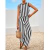 imageZESICA Womens Summer Two Piece Outfits Crop Tank Tops and Wide Leg Pants Striped Lounge Beach Travel SetsBlack
