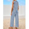 imageZESICA Womens Summer Two Piece Outfits Crop Tank Tops and Wide Leg Pants Striped Lounge Beach Travel SetsDustyblue