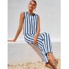 imageZESICA Womens Summer Two Piece Outfits Crop Tank Tops and Wide Leg Pants Striped Lounge Beach Travel SetsDustyblue