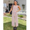 imageZESICA Womens Summer Two Piece Outfits Crop Tank Tops and Wide Leg Pants Striped Lounge Beach Travel SetsDustypink