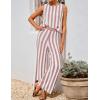 imageZESICA Womens Summer Two Piece Outfits Crop Tank Tops and Wide Leg Pants Striped Lounge Beach Travel SetsDustypink