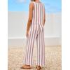 imageZESICA Womens Summer Two Piece Outfits Crop Tank Tops and Wide Leg Pants Striped Lounge Beach Travel SetsDustypink