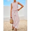 imageZESICA Womens Summer Two Piece Outfits Crop Tank Tops and Wide Leg Pants Striped Lounge Beach Travel SetsDustypink