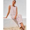 imageZESICA Womens Summer Two Piece Outfits Crop Tank Tops and Wide Leg Pants Striped Lounge Beach Travel SetsDustypink