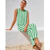 imageZESICA Womens Summer Two Piece Outfits Crop Tank Tops and Wide Leg Pants Striped Lounge Beach Travel SetsGreen