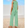 imageZESICA Womens Summer Two Piece Outfits Crop Tank Tops and Wide Leg Pants Striped Lounge Beach Travel SetsGreen