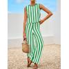 imageZESICA Womens Summer Two Piece Outfits Crop Tank Tops and Wide Leg Pants Striped Lounge Beach Travel SetsGreen