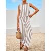 imageZESICA Womens Summer Two Piece Outfits Crop Tank Tops and Wide Leg Pants Striped Lounge Beach Travel SetsKhaki