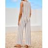 imageZESICA Womens Summer Two Piece Outfits Crop Tank Tops and Wide Leg Pants Striped Lounge Beach Travel SetsKhaki