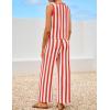 imageZESICA Womens Summer Two Piece Outfits Crop Tank Tops and Wide Leg Pants Striped Lounge Beach Travel SetsRust