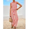 imageZESICA Womens Summer Two Piece Outfits Crop Tank Tops and Wide Leg Pants Striped Lounge Beach Travel SetsRust